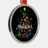 自閉症カラフルのクリスマスツリー メタルオーナメント (右)