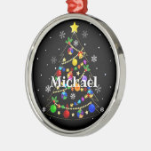 自閉症カラフルのクリスマスツリー メタルオーナメント (左)