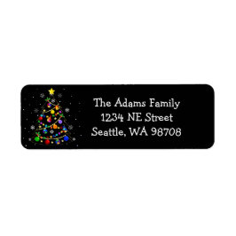 自閉症カラフルのクリスマスツリー ラベル