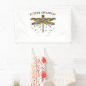 自閉症カラフル意識の日のためのトンボ 横断幕 (インサイチュ)