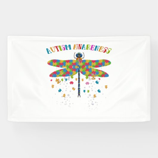 自閉症カラフル意識の日のためのトンボ 横断幕 (横)