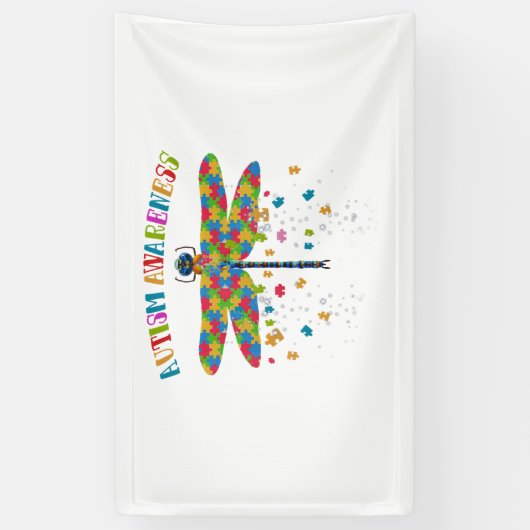 自閉症カラフル意識の日のためのトンボ 横断幕 (縦)