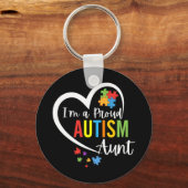 自閉症カラフル意識パズルピースハート実行 キーホルダー (正面)