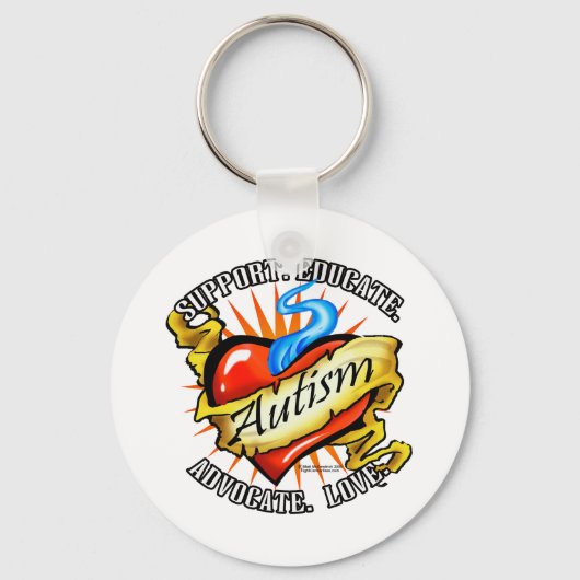 自閉症クラシックハートタトゥー キーホルダー (正面)