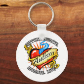 自閉症クラシックハートタトゥー キーホルダー (正面)