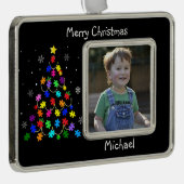 自閉症クリスマスツリー シルバープレートフレームオーナメント (右)