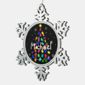 自閉症クリスマスツリー スノーフレークピューターオーナメント (右)
