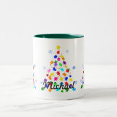 自閉症クリスマスツリー ツートーンマグカップ (中央)