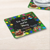 自閉症クリスマスパーティー スクエアペーパーコースター (アングル)