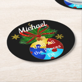 自閉症クリスマスボーブル ラウンドペーパーコースター