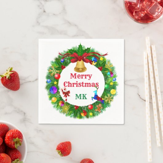 自閉症クリスマスリース スタンダードカクテルナプキン (インサイチュ)