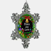 自閉症クリスマスリース スノーフレークピューターオーナメント (左)