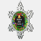 自閉症クリスマスリース スノーフレークピューターオーナメント (右)