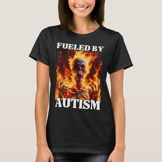 自閉症クリンジおもしろい懸命骨格ミームFで煽られる Tシャツ (正面)