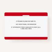 自閉症サポーパーソナライズされたトサービス犬の写真ID バッジ (裏面)