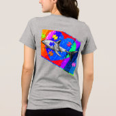 自閉症サメ 女性 グレー トライブレンドＴシャツ (裏面)