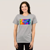 自閉症サメ 女性 グレー トライブレンドＴシャツ (正面全面)