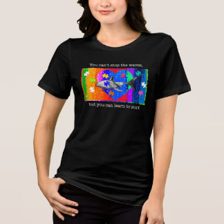 自閉症サメ 女性 ブラック トライブレンドＴシャツ