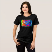 自閉症サメ 女性 ブラック トライブレンドTシャツ (正面全面)