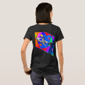 自閉症サメ 女性 ブラック Tシャツ (裏面フル)