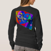 自閉症サメ 女性 ブラック Tシャツ (裏面)