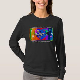 自閉症サメ 女性 ブラック Tシャツ