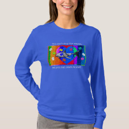 自閉症サメ 女性 青 Tシャツ