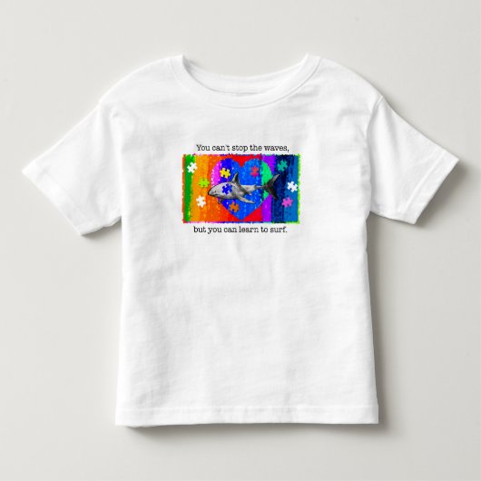 自閉症サメ 2T ホワイト トドラーTシャツ (正面)