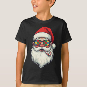 自閉症サンタクロース甘しょのクリスマスメンズ Tシャツ