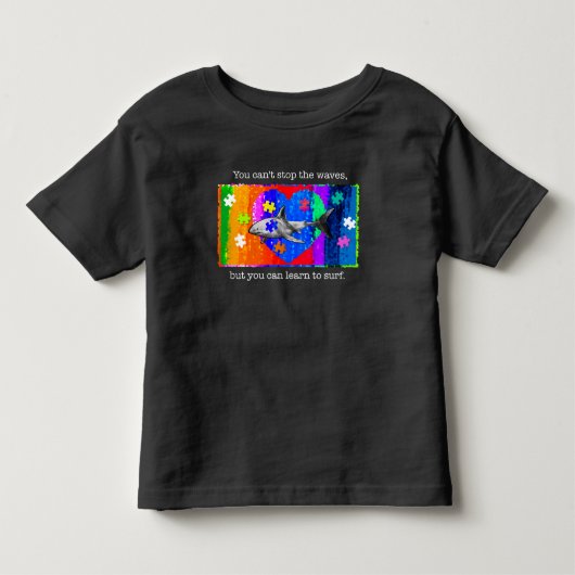 自閉症シャーク 3T ブラック トドラーTシャツ (正面)