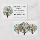 自閉症ジグソカラフルーパズルツリー 名刺 (正面/裏面)