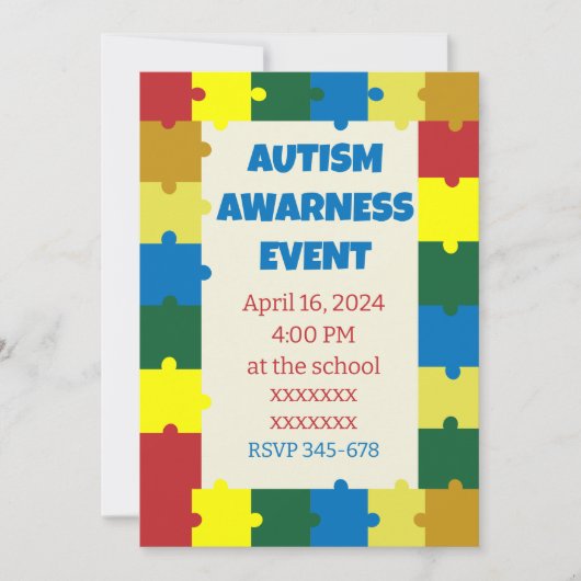 自閉症スクールアワーネスイベント 招待状 (正面)