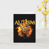 自閉症スケルトンおもしろいガンの火不気味骨 カード (黄色い花)