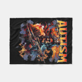 自閉症スケルトンミーム自閉症スケルトン自閉症 フリースブランケット (正面(横))