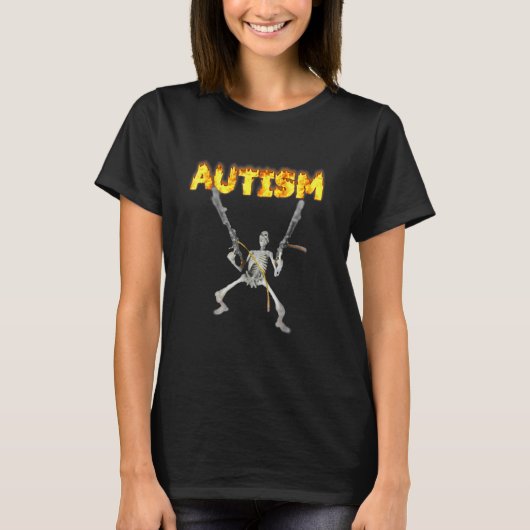 自閉症スケルトン面白グッズ オタク Tシャツ (正面)