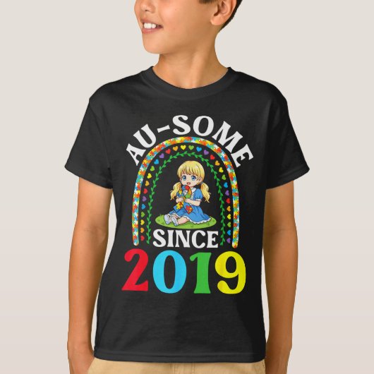 自閉症スゴイ 2019年からスゴイ 7歳の誕生日 Tシャツ (正面)