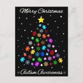 自閉症スノーフレーク・クリスマスツリー シーズンポストカード