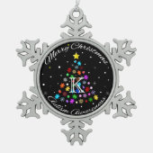 自閉症スノーフレーク・クリスマスツリー スノーフレークピューターオーナメント (正面)