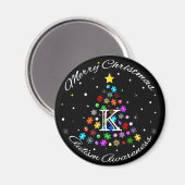 自閉症スノーフレーク・クリスマスツリー マグネット (正面/裏面)