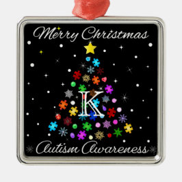 自閉症スノーフレーク・クリスマスツリー メタルオーナメント