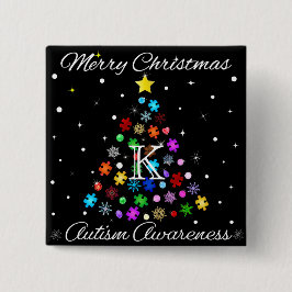 自閉症スノーフレーク・クリスマスツリー 缶バッジ
