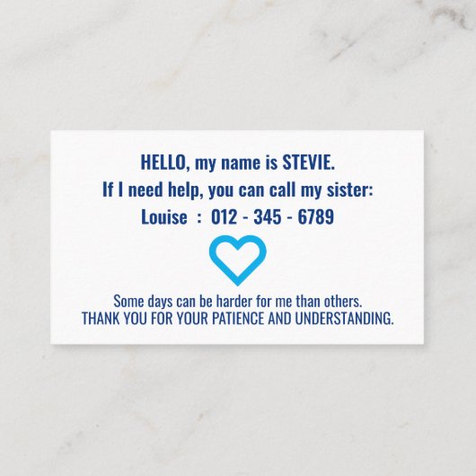 自閉症スペクトルの医療IDについて 名刺 (裏面)