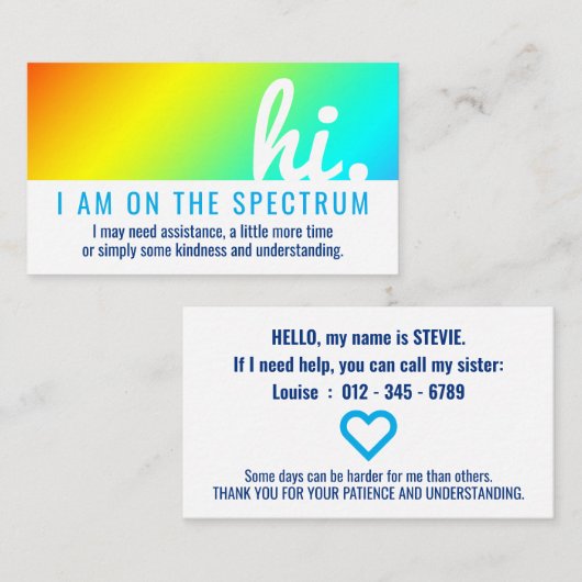 自閉症スペクトルの医療IDについて 名刺 (正面/裏面)