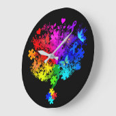 自閉症スペクトルの木 ラージ壁時計 (傾斜)