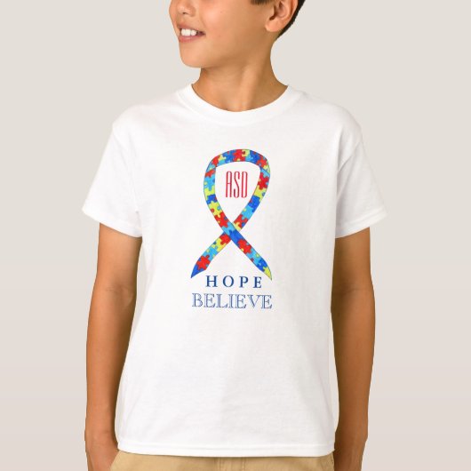 自閉症スペクトル障害(ASD)認識度シャツ Tシャツ (正面)