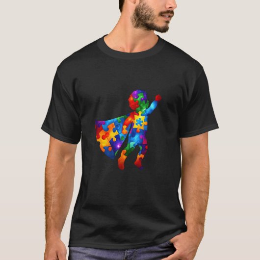 自閉症スーパーヒーローキッド 自閉症啓発 Tシャツ (正面)