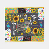 自閉症ゾウひまわり私の太陽の光 フリースブランケット (正面(横))