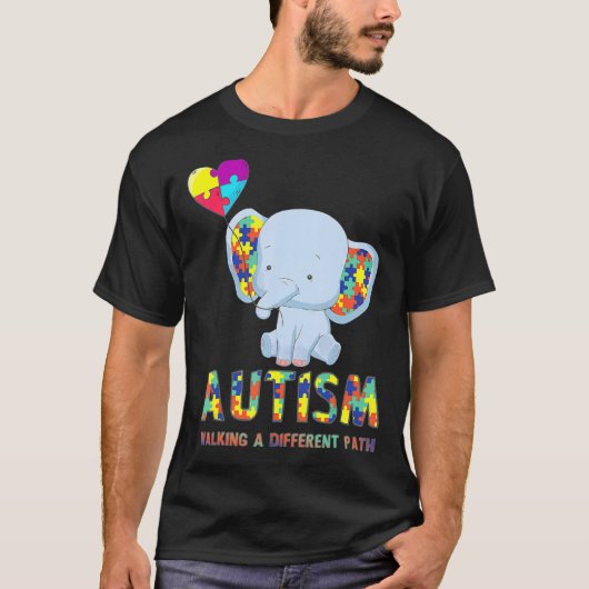 自閉症ゾウ歩く違うAパスTシャツF Tシャツ (正面)
