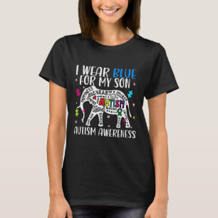 自閉症ゾウI衣服ブルースFor My Son Autism Awa Tシャツ