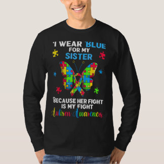 自閉症バタフライI衣服ブルー私のリスト Tシャツ